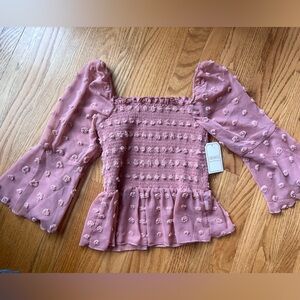 NWT- Medium London Rose Pink Smocked Floral Top